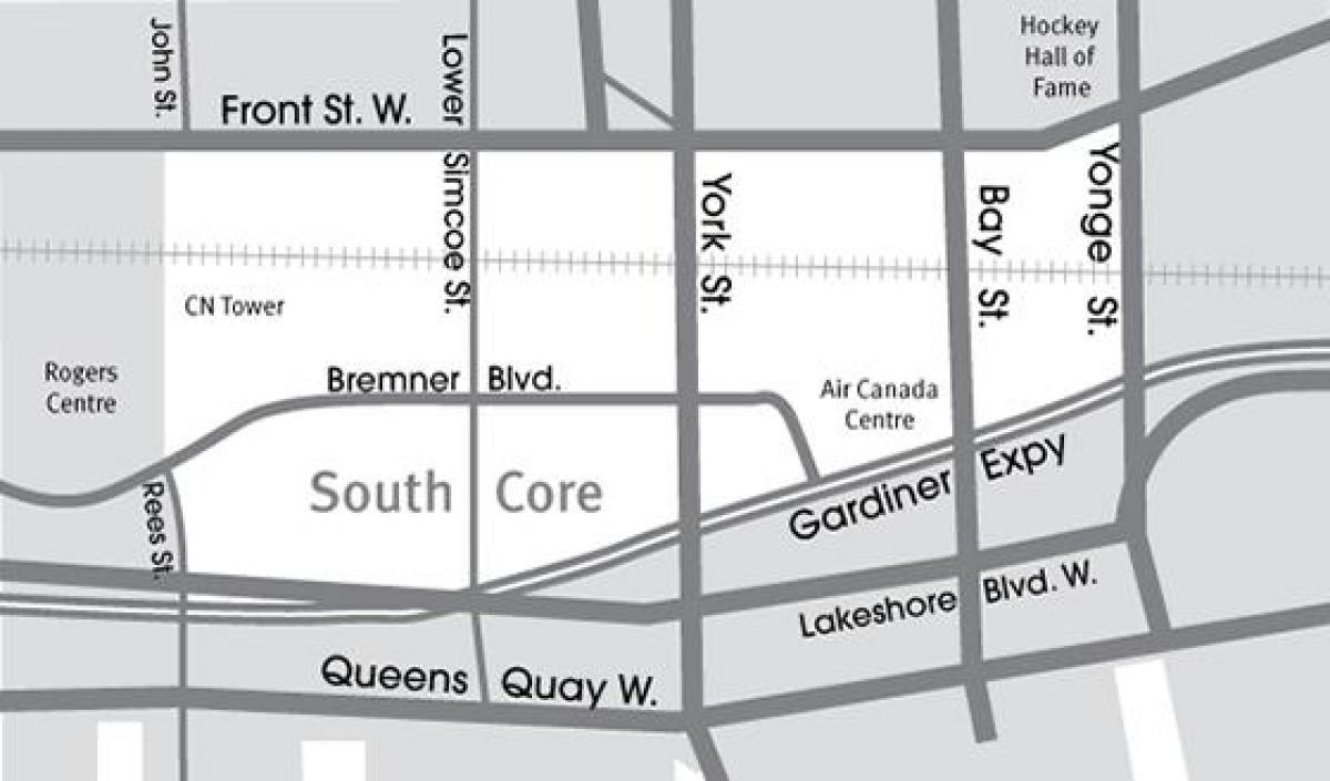 Mappa di Sud Core Toronto