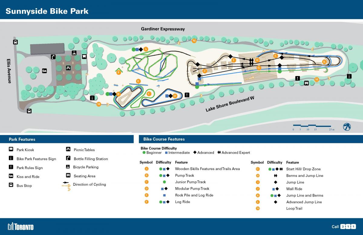 Mappa di Sunnyside Bike Park di Toronto