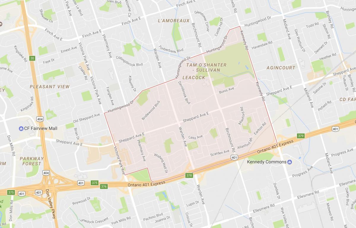 Mappa di Tam O'Shanter – Sullivan quartiere di Toronto