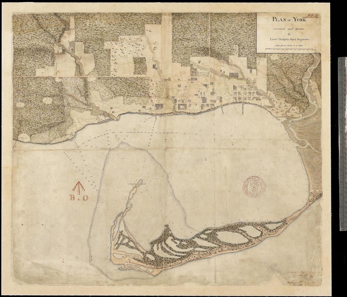 La mappa della terra di York, Toronto, prima centure 1787-1884