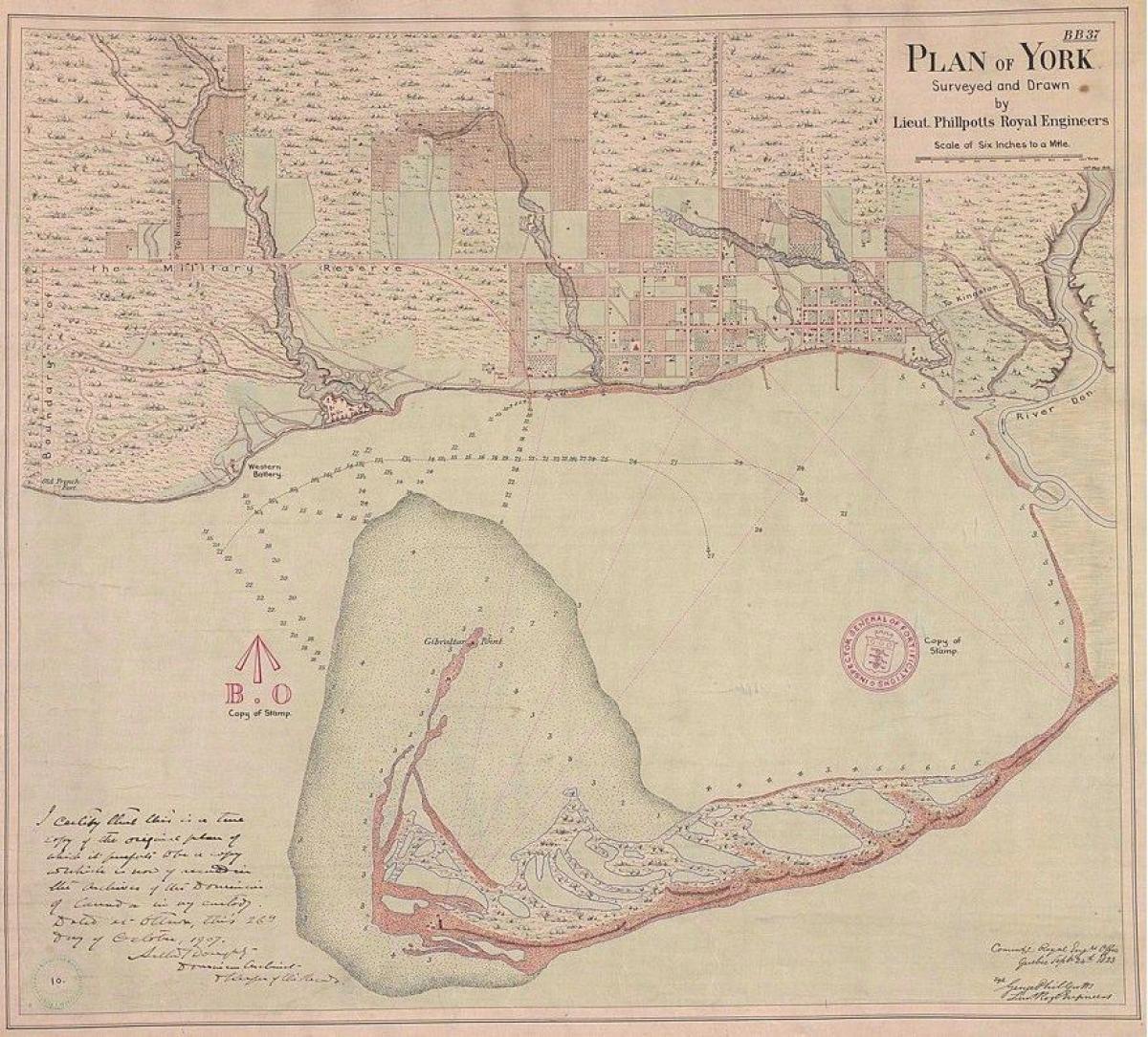 La mappa della terra di York, Toronto 1787-1884