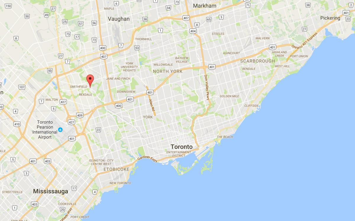 Mappa di Thistletown distretto di Toronto
