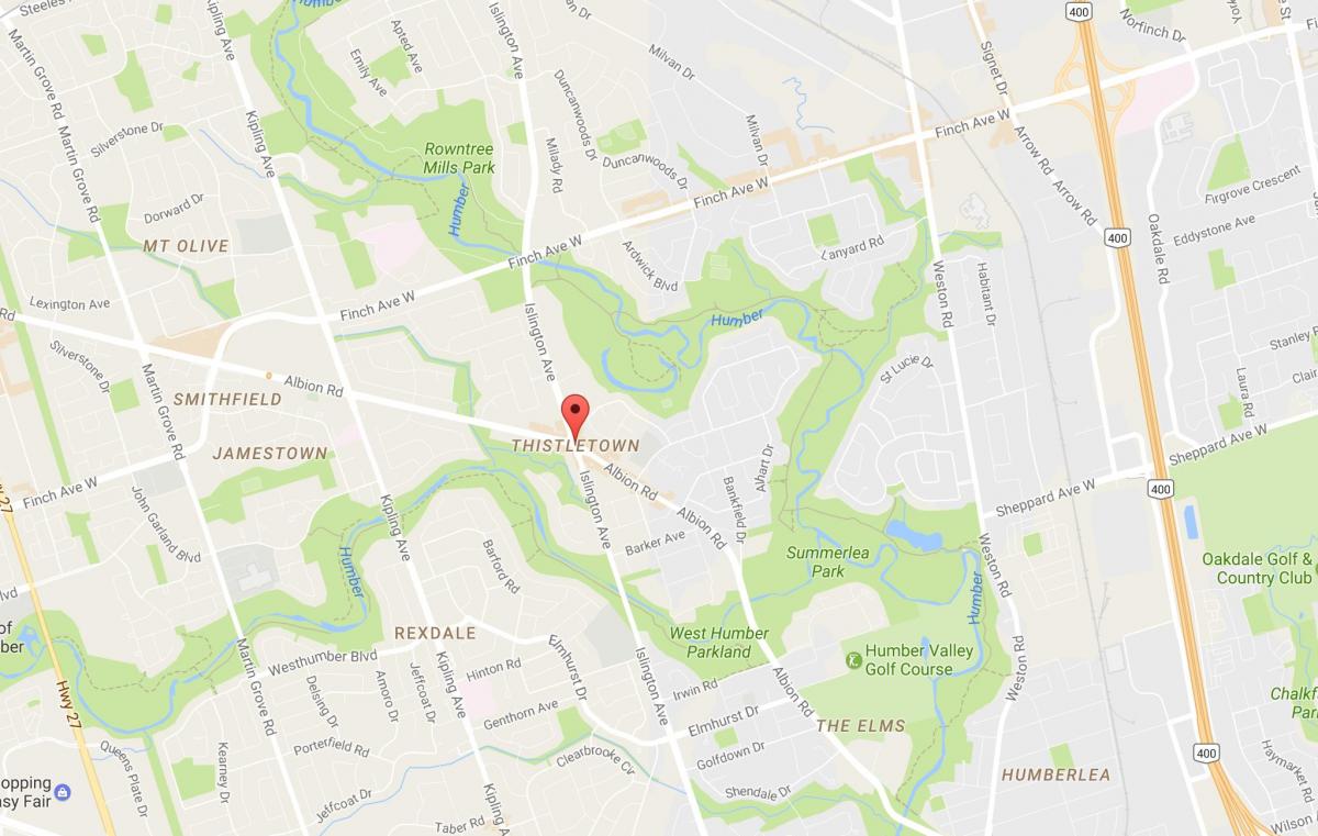 Mappa di Thistletownneighbourhood quartiere di Toronto