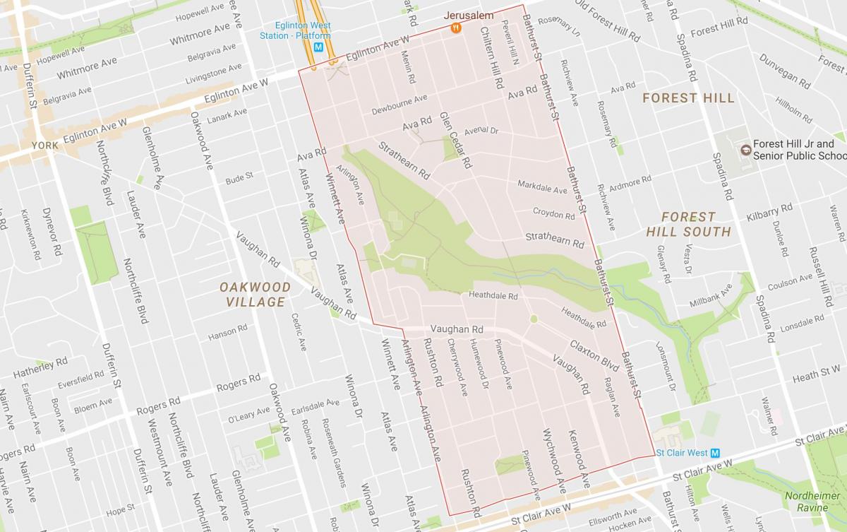 Mappa di Tichester quartiere di Toronto