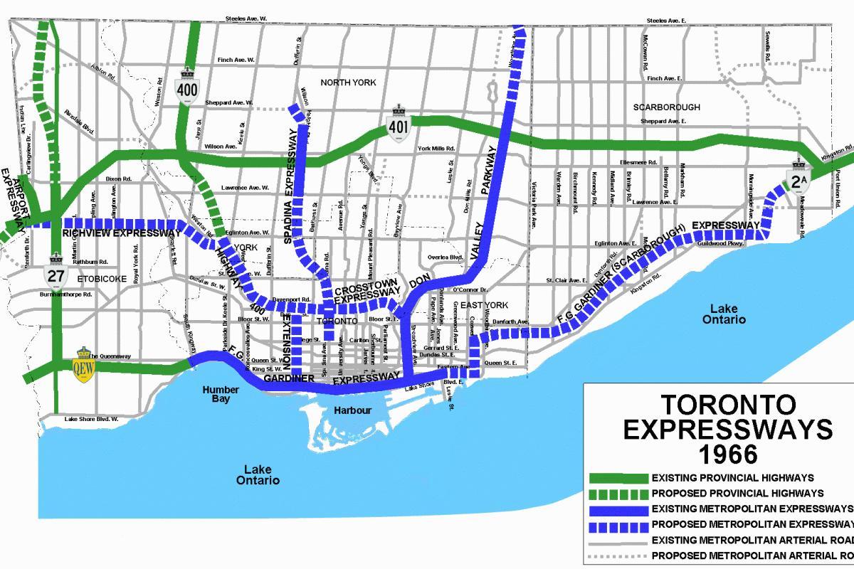 Mappa di Toronto autostrade