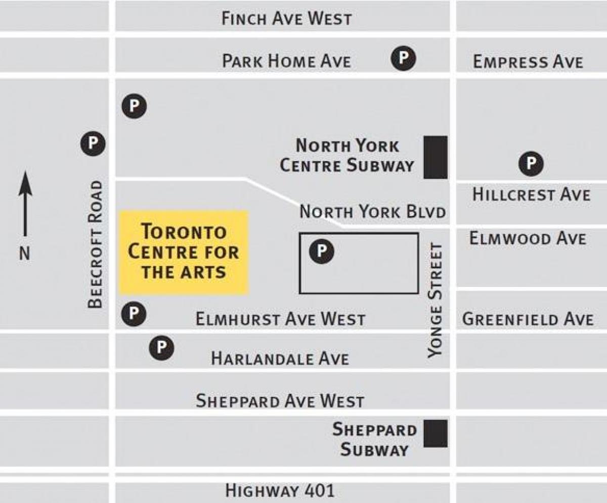 Mappa di Toronto centre for the arts