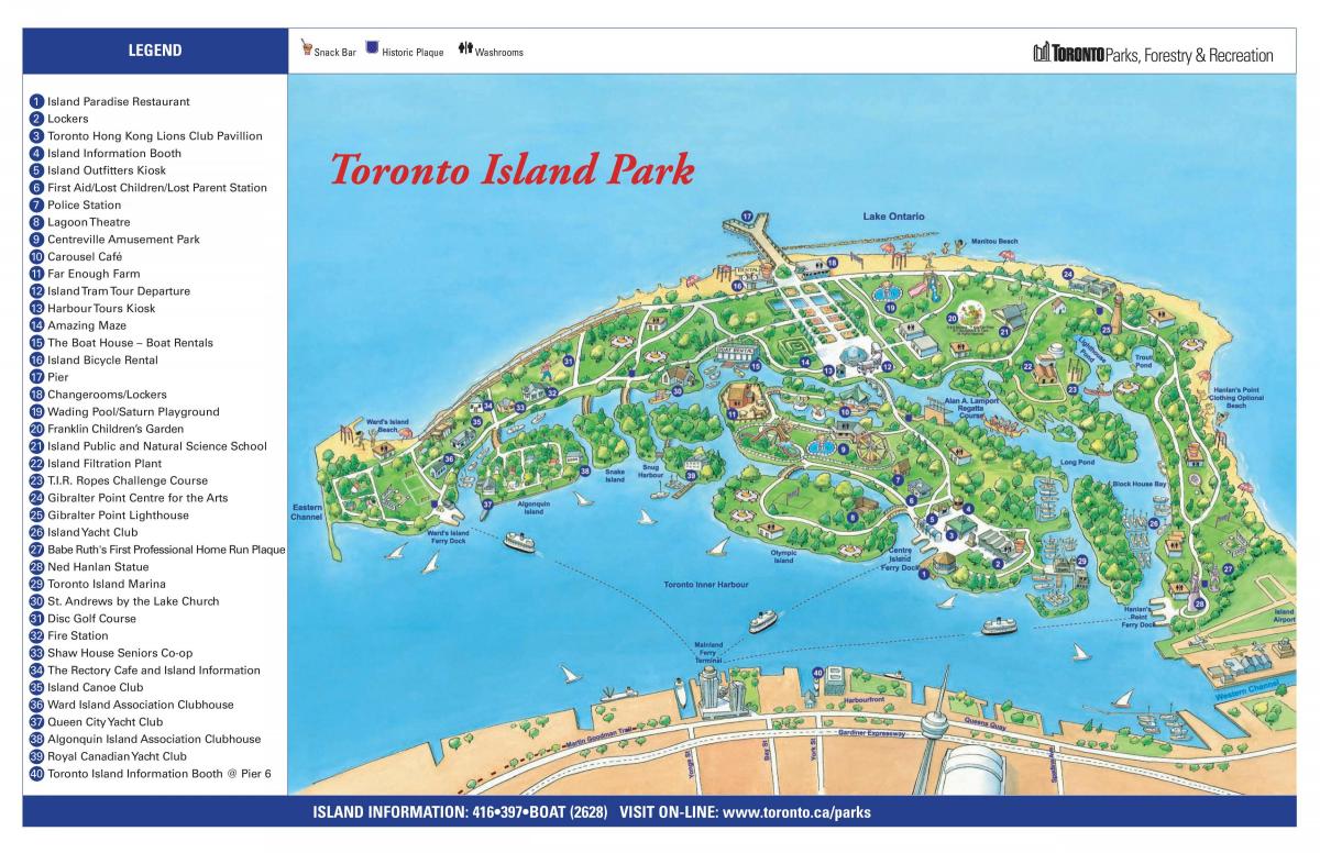 Mappa di Toronto island park