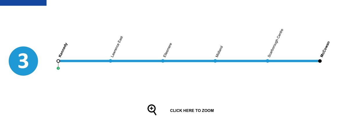 Mappa di Toronto, la linea 3 della metropolitana di Scarborough RT