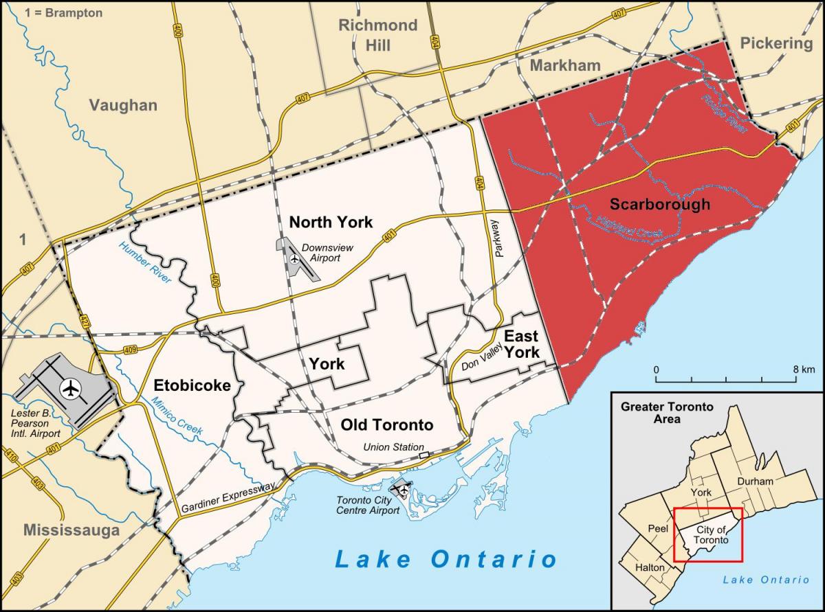 Mappa di Toronto Scarborough