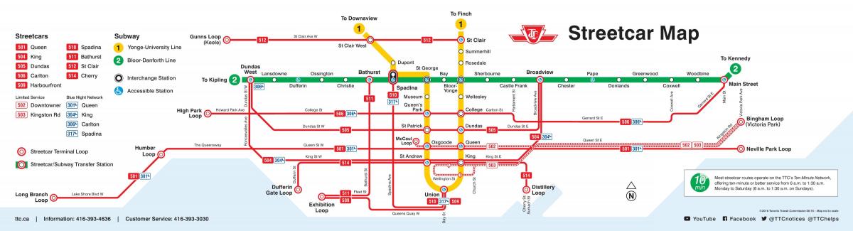 Mappa di Toronto tram