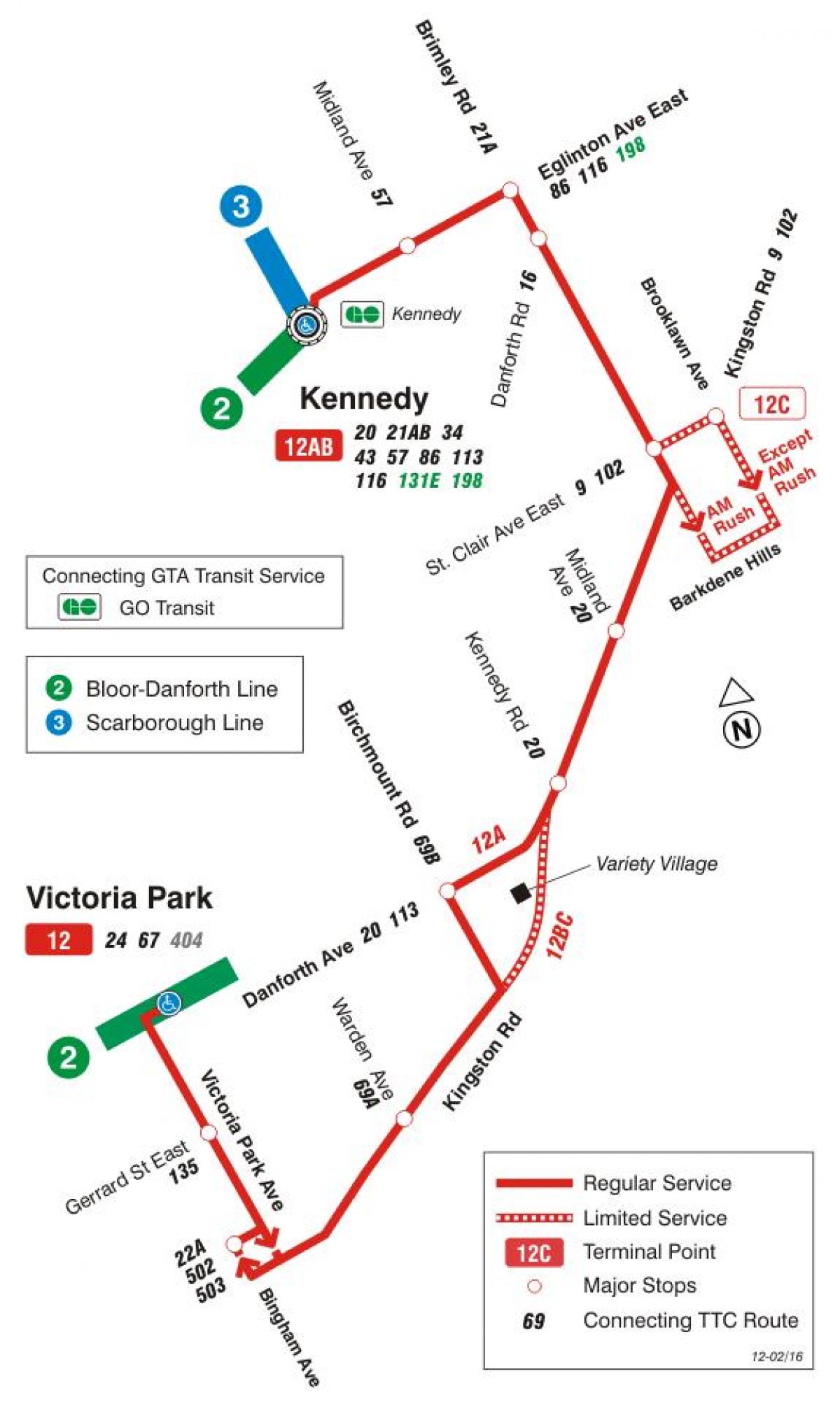 Mappa di TTC 12 Kingston Rd, bus a Toronto