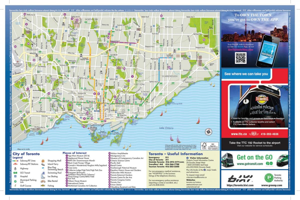 Mappa di tourism Toronto