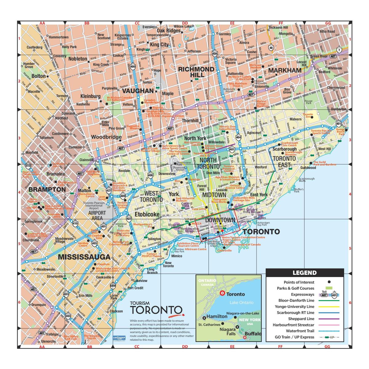 La mappa Turistica di Toronto