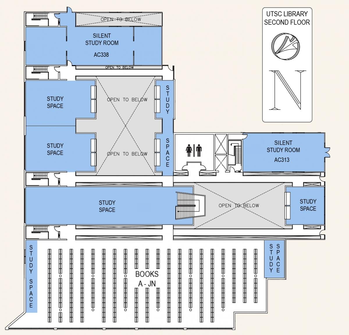 Mappa della university of Toronto Scarborough biblioteca campus secondo piano