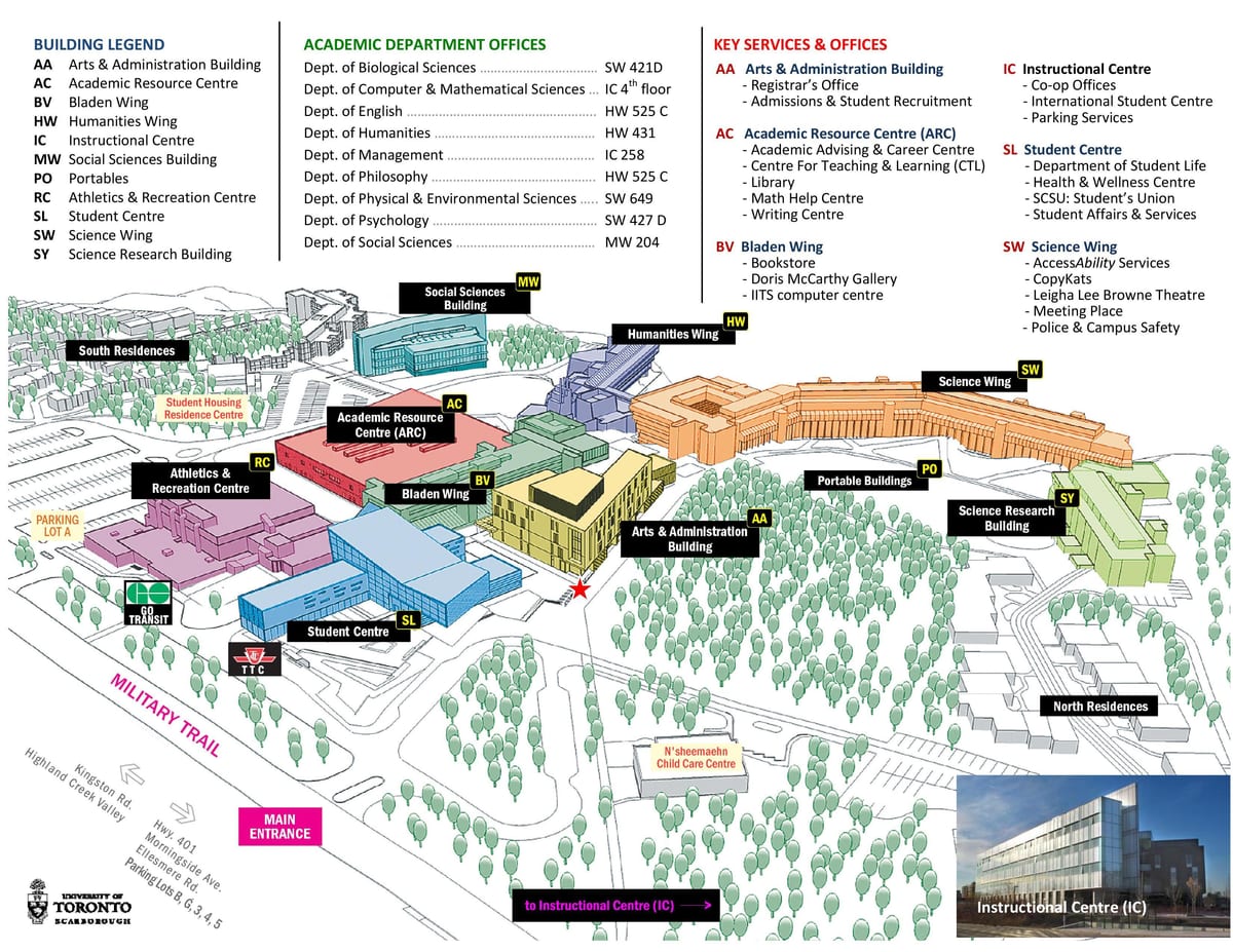 Mappa della university of Toronto Scarborough campus