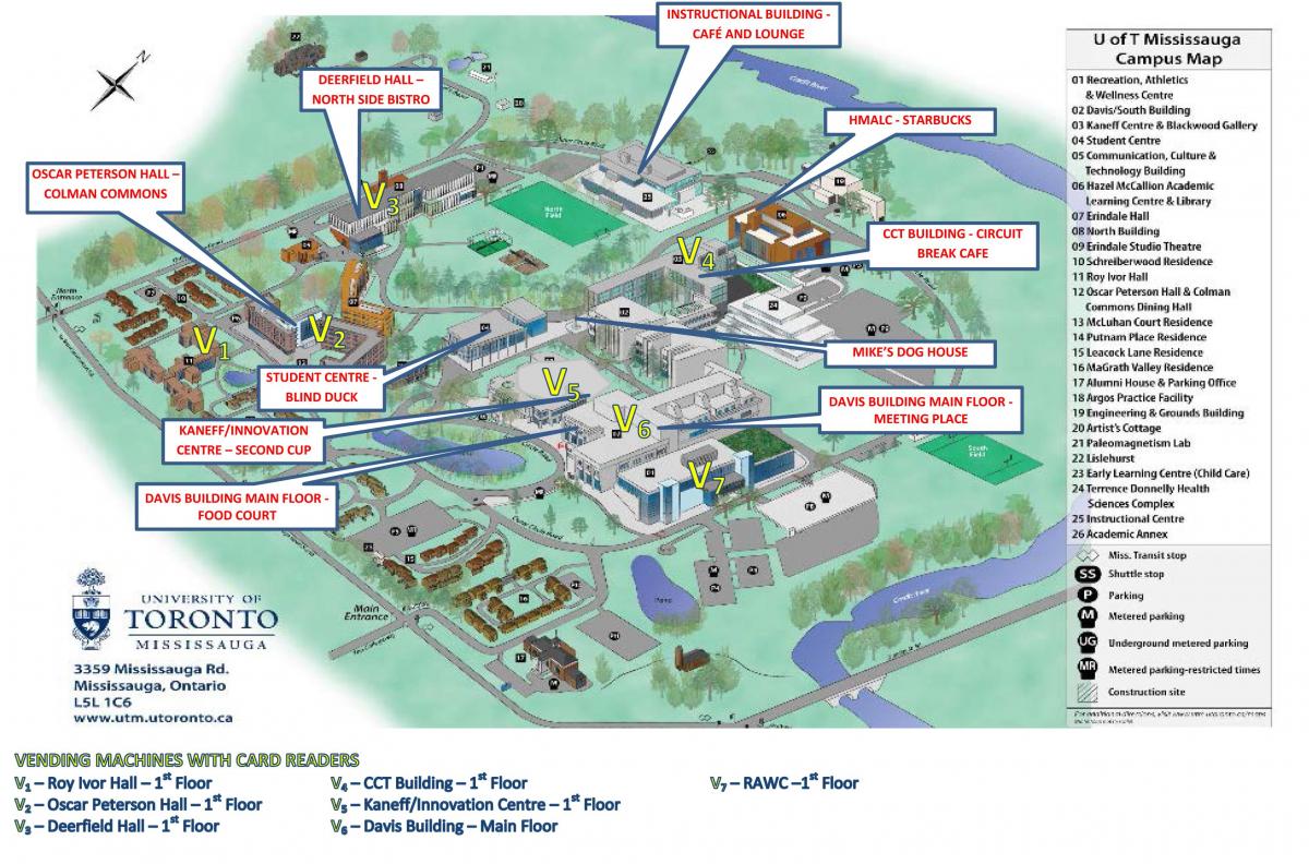 Mappa della university of Toronto Mississauga campus di servizi di ristorazione