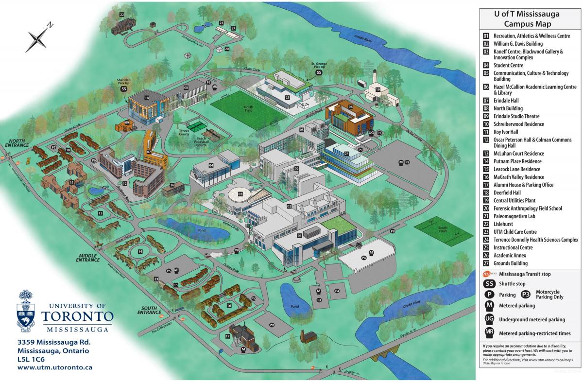 Mappa della university of Toronto Mississauga campus