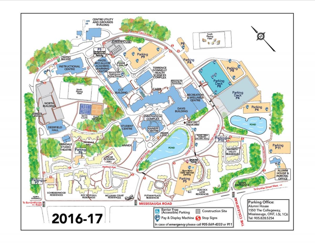 Mappa della university of Toronto Mississauga parcheggio