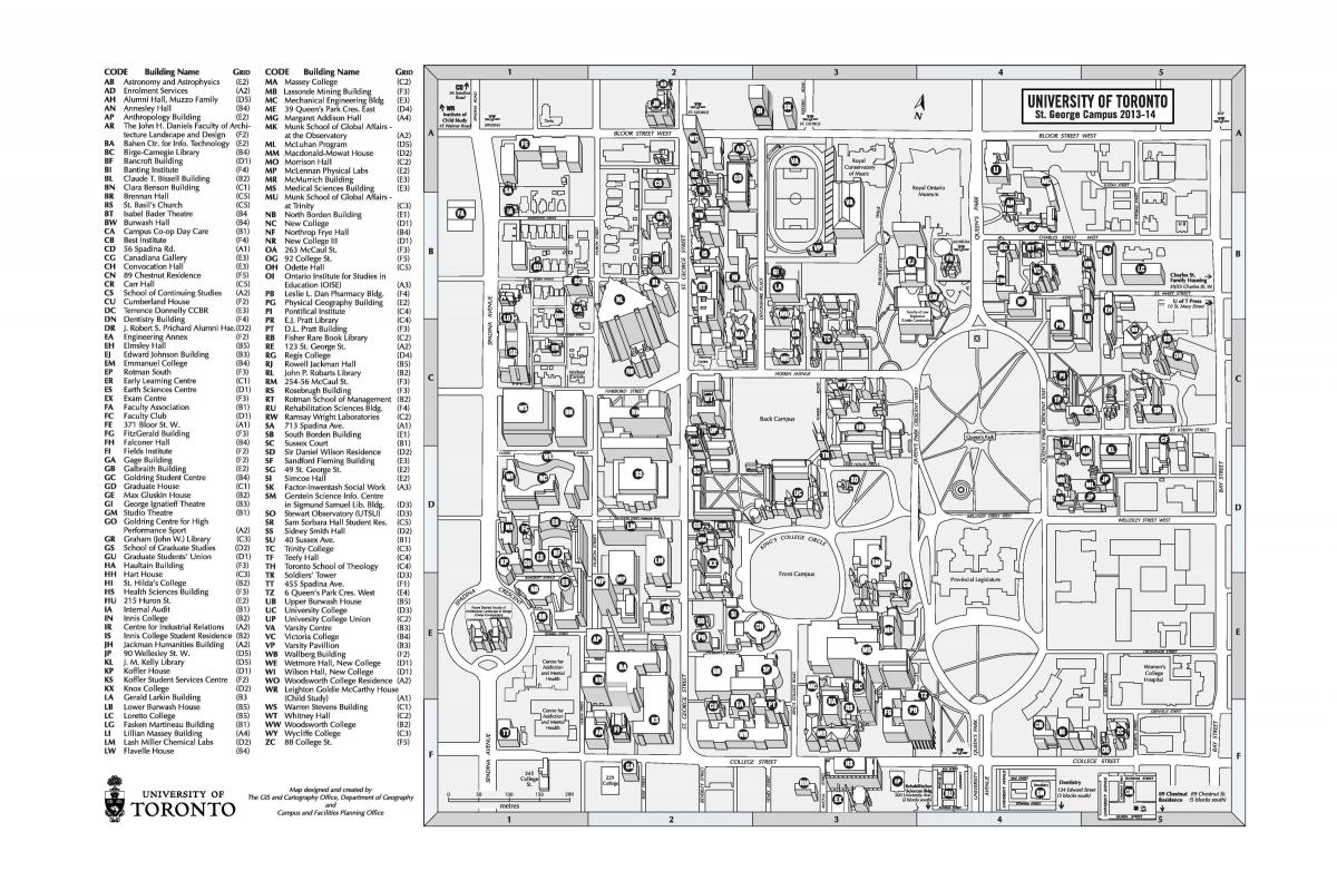 Mappa di università di Toronto St Georges campus