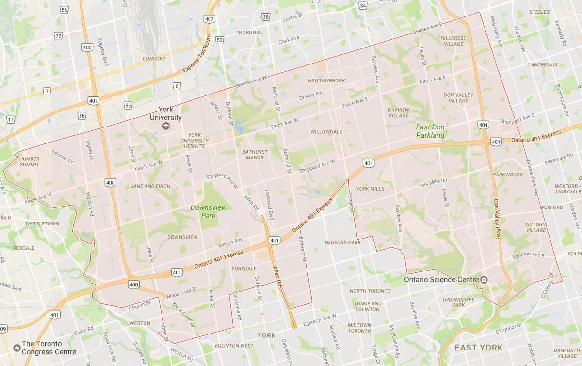 Mappa di Toronto Uptown quartiere di Toronto