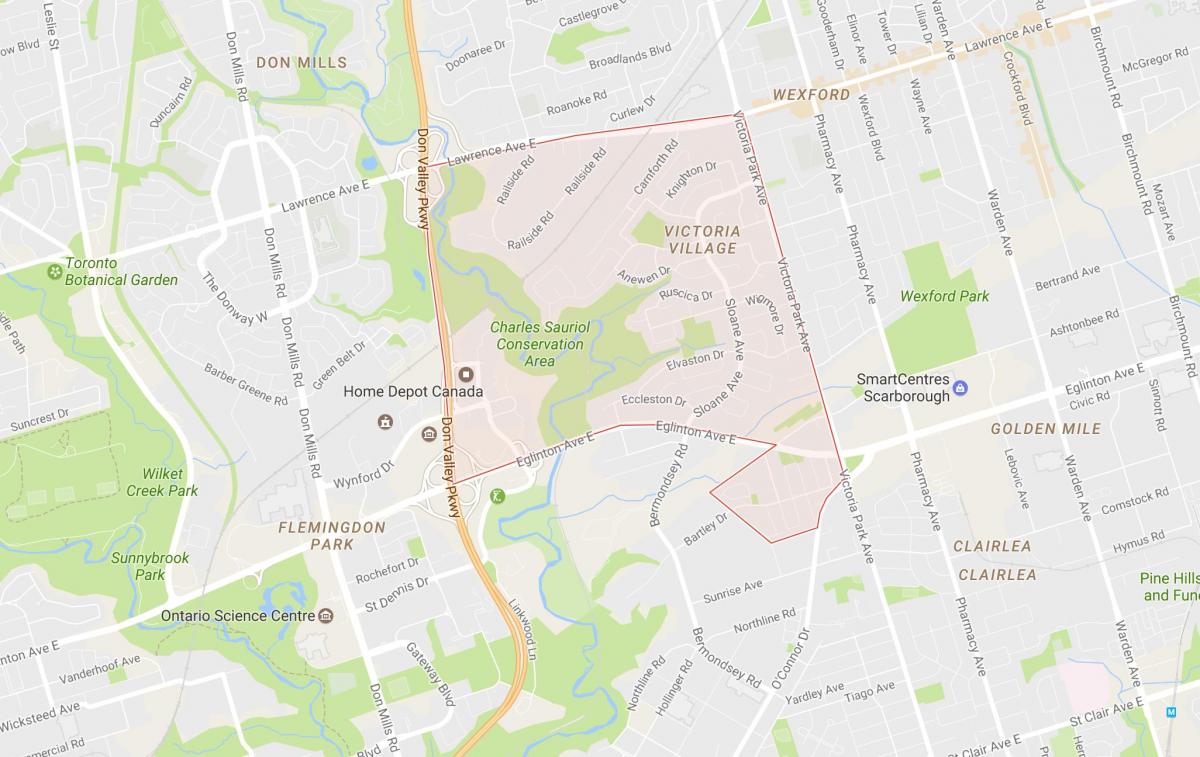 Mappa di Victoria Villaggio quartiere di Toronto
