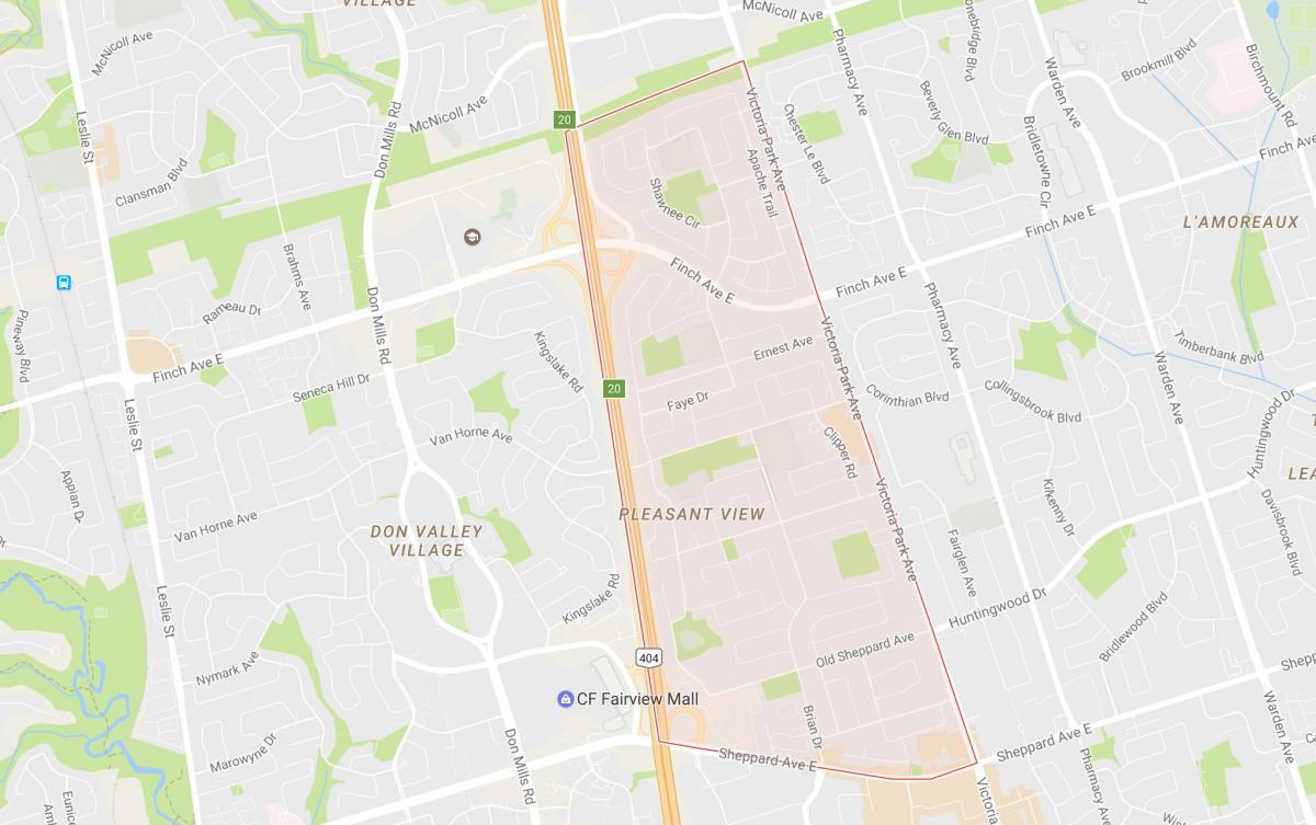 Mappa di Piacevole Vista distretto di Toronto