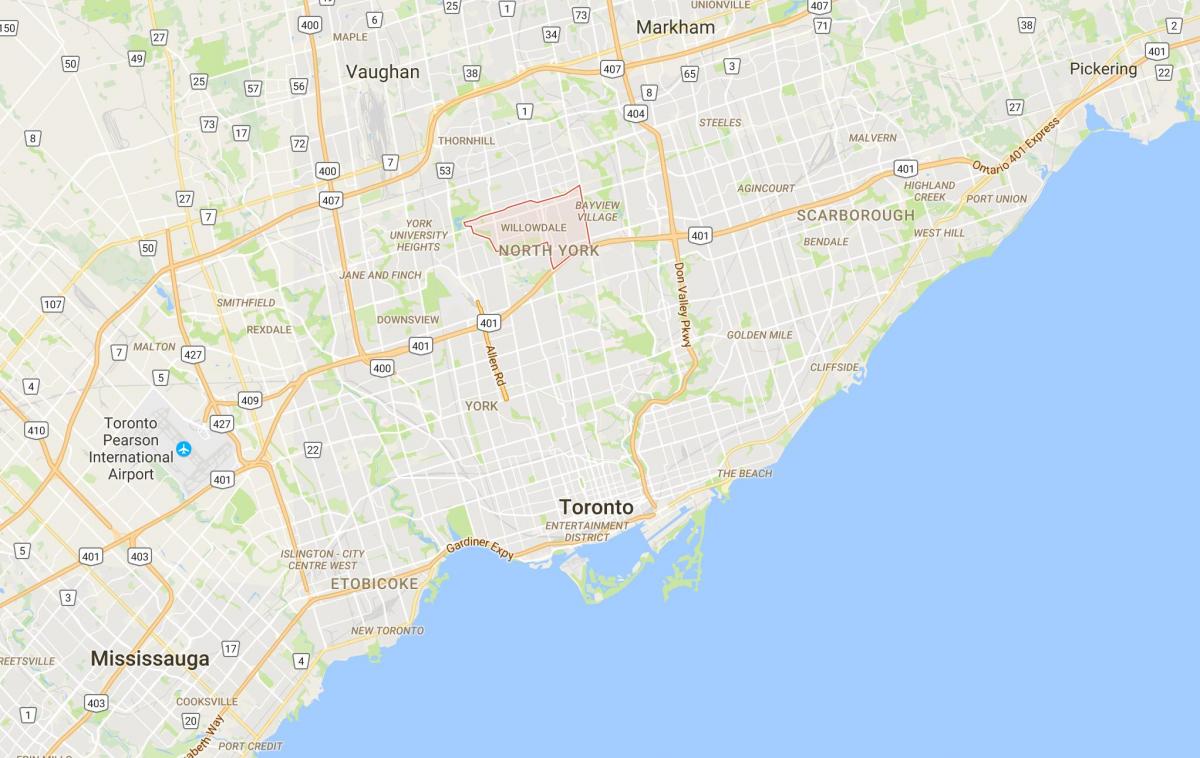 Mappa di Willowdale distretto di Toronto