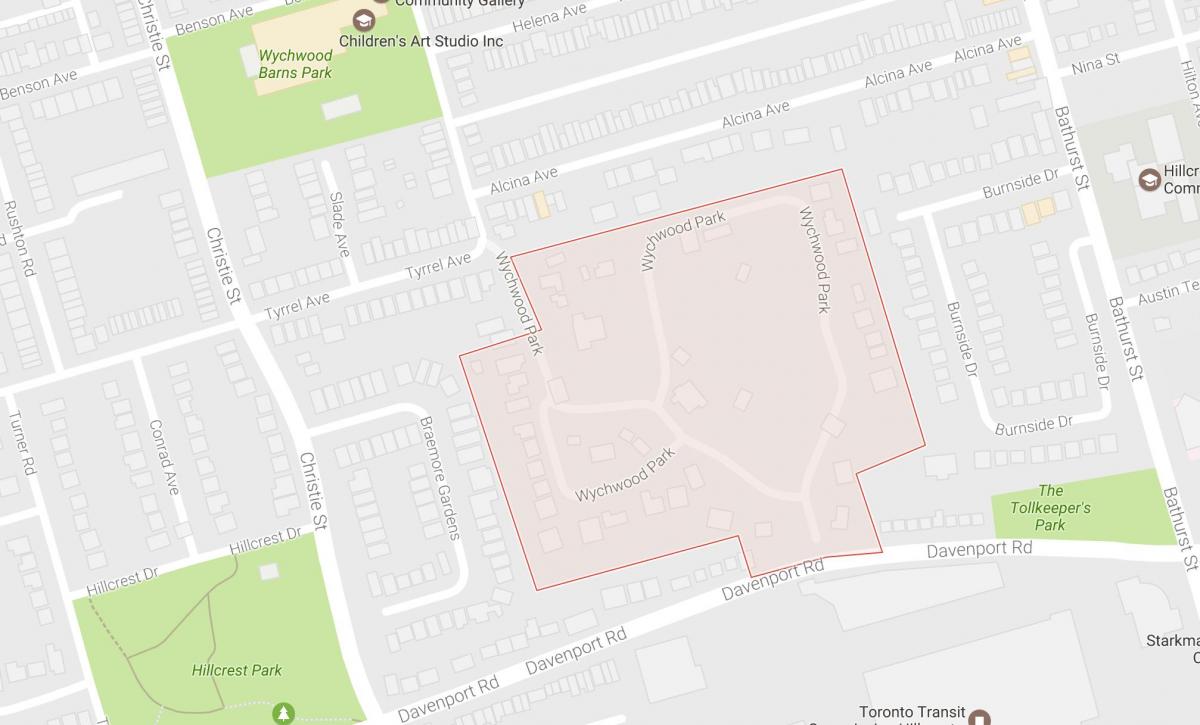Mappa di Wychwood Park nel quartiere di Toronto
