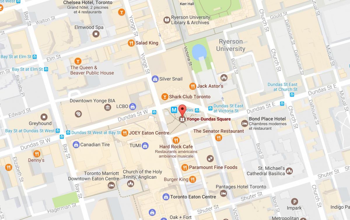 Mappa di Yonge-Dundas Square a Toronto