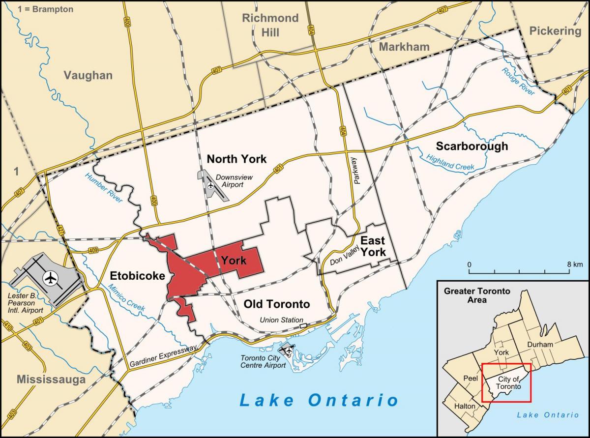 Mappa di York e Toronto