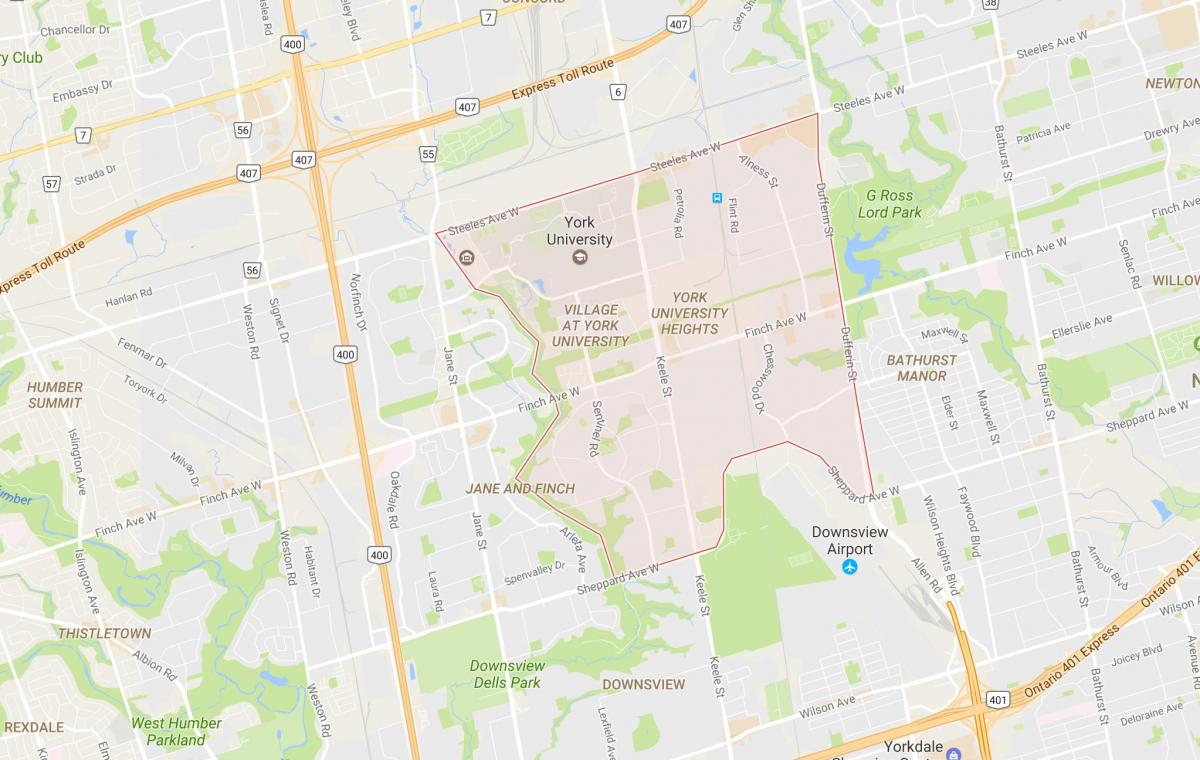 Mappa della York University Heights, quartiere di Toronto