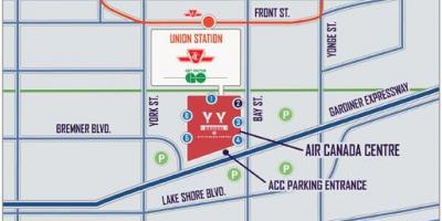 Mappa di Air Canada Centre di parcheggio - ACC