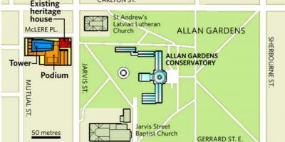 Mappa di Allan Gardens di Toronto