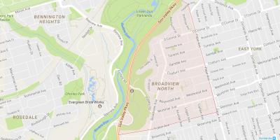 Mappa di Broadview Nord quartiere di Toronto