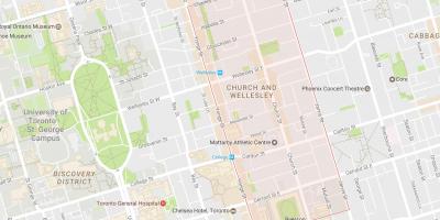 Mappa di Chiesa e Wellesley quartiere di Toronto