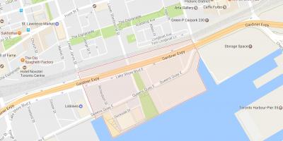 Mappa di East Bayfront quartiere di Toronto