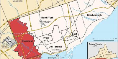 Mappa di Etobicoke distretto di Toronto