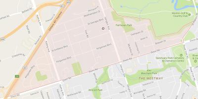 Mappa di Kingsview Villaggio quartiere di Toronto
