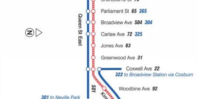 La mappa dei tram linea 502 Downtowner