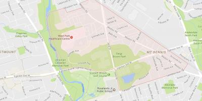 Mappa di Monte Dennis quartiere di Toronto