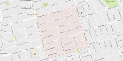 Mappa di Pape Villaggio quartiere di Toronto
