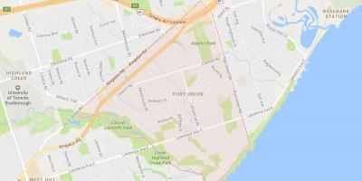 Mappa di Port Unione quartiere di Toronto