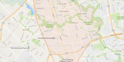 Mappa di Rexdale quartiere di Toronto