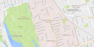 Mappa di Roncisvalle quartiere di Toronto