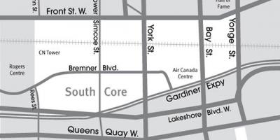 Mappa di Sud Core Toronto