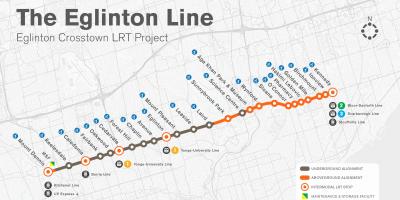 Mappa di metropolitana di Toronto Eglinton progetto di linea