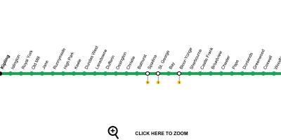 Mappa di Toronto, la linea 2 della metropolitana Bloor-Danforth