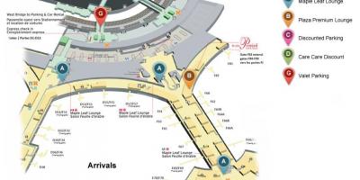 Mappa di Toronto Pearson international aeroporto terminal arrivi