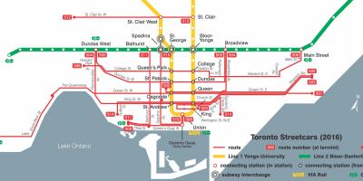 Mappa di Toronto sistema tranviario