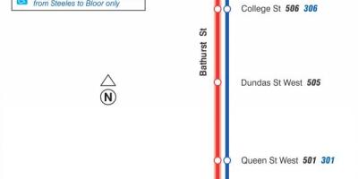 La mappa dei tram linea 511 Bathurst